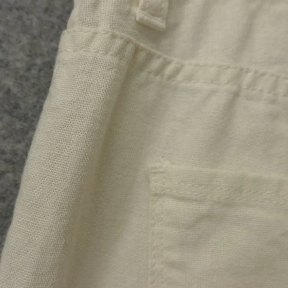 PERRY ELLIS Linen Pants Mens 30x32 White Slim Fit Tapered Trouser Summer Light
